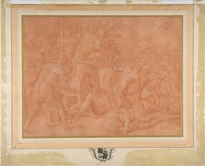 Odysseus und seine Gefährten kämpfen gegen die Kikonen vor der Stadt Ismaros (Studie) von Francesco Primaticcio