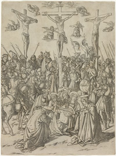 Die Kreuzigung mit den zwei Dieben, Platte zehn aus dem Leben der Jungfrau und Christus von Francesco Rosselli