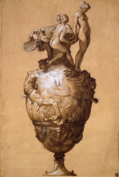 Entwurf für eine Kanne, Mitte des 16. Jahrhunderts von Francesco Salviati