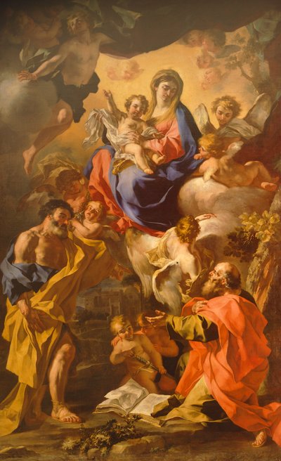 Madonna und Kind zwischen St. Peter und St. Paul von Francesco Solimena