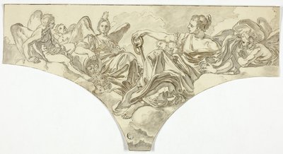 Spandrendekoration mit sitzenden allegorischen Figuren von Hoffnung und Eintracht von Francesco Solimena