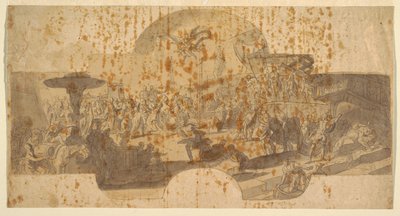 Studie für ein Fresko für die Halle des Senats, Genua: Die Reliquien des Heiligen Johannes des Täufers werden nach Genua gebracht von Francesco Solimena