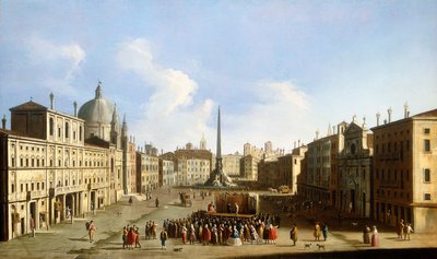 Die Piazza Navona, Rom, mit einer Commedia dell