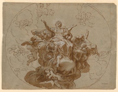 Entwurf für eine Decke mit der Himmelfahrt der Jungfrau von Francesco Trevisani