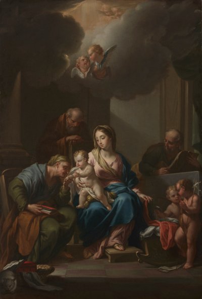 Präsentationsskizze für "Die Heilige Familie mit den Heiligen Anna, Joachim und Johannes dem Täufer" (für Santa Maria in Via Lata, Rom) von Francesco Trevisani