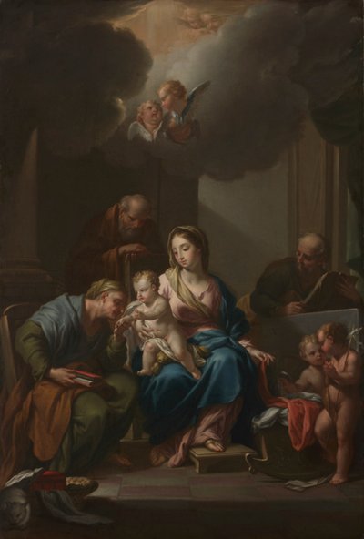 Entwurf für die Heilige Familie mit den Heiligen Anna, Joachim und Johannes dem Täufer von Francesco Trevisani