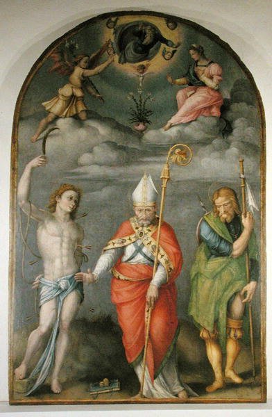 Verkündigung mit Heiligen von Francesco Ubertini Verdi Bachiacca