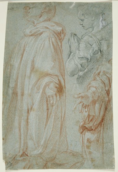 Drei Studien für den auferstandenen Christus, der von einer Heiligen und San Silvestro Gozzalini angebetet wird von Francesco Vanni