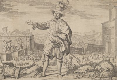 Porträt von Ioannes Altus Johann Alten, der Schweizer Garde, stehend am Quirinal und..., 1623 von Francesco Villamena
