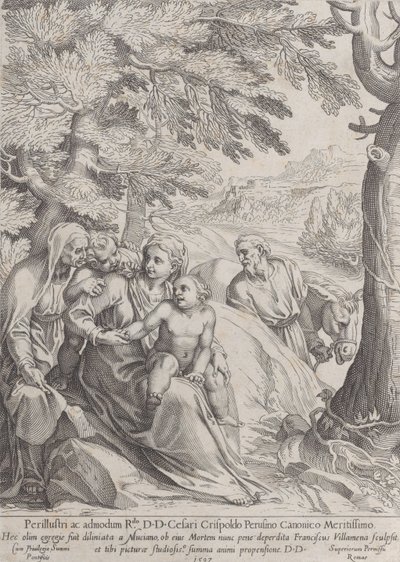 Die Rast auf der Flucht nach Ägypten, 1597 von Francesco Villamena
