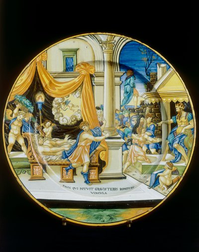 Versuchung des Giuseppe Ebreo, Platte von Francesco Xanto Avelli, aufbewahrt im Museo Nazionale del Bargello, Florenz von Francesco Xanto Avelli