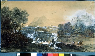 Landschaft mit Wasserfall von Francesco Zuccarelli