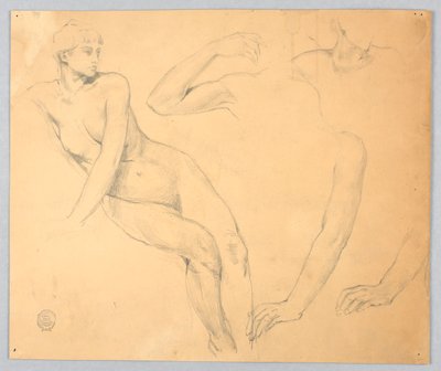 Skizzen eines weiblichen Aktes und Arme von Francis Augustus Lathrop