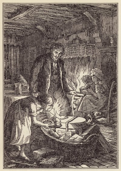 Illustration für Die Grille auf dem Herd von Charles Dickens von Francis Donkin Bedford