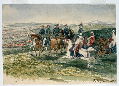 Die Wachen und Highlander empfangen von Omar Pascha und Marschall St. Arnaud, kommandiert vom Herzog von Cambridge in Aladyn, 6. Juli 1854 von Francis Grant