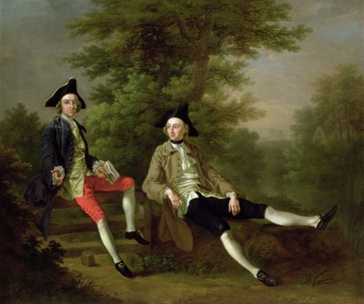 Porträt von David Garrick (1717-79) (links) und William Windham von Felbrigg (1717-61) (rechts) ca. 1745 von Francis Hayman