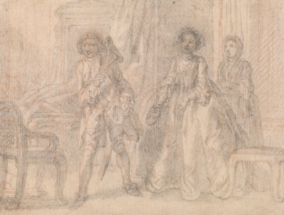 Szene aus einem Stück, möglicherweise Benjamin Hoadleys "The Suspicious Husband" von Francis Hayman