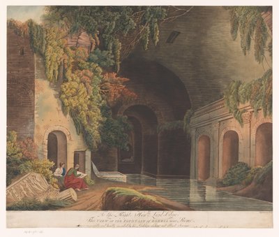 Zwei Zeichner am Nymphaeum von Egeria im Caffarella-Park bei Rom von Francis Jukes