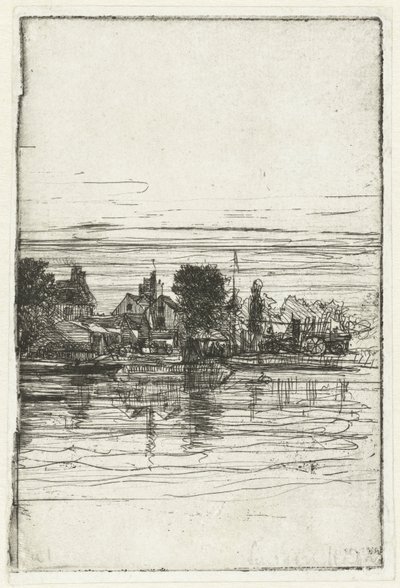Dorf am Wasser von Francis Seymour Haden (Sir) (signed by artist)