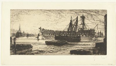 Abwracken des Schiffes Agamemnon von Francis Seymour Haden (Sir) (signed by artist)