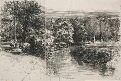 Dundrum River und die zwei Esel, 1863 von Francis Seymour Haden