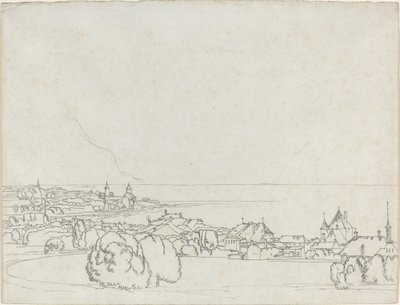 Ein Blick auf Vevey mit La Tour de Peilz in der Ferne von Francis Towne