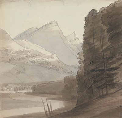 Am Rhein bei der Quelle, Licht von rechts von Francis Towne