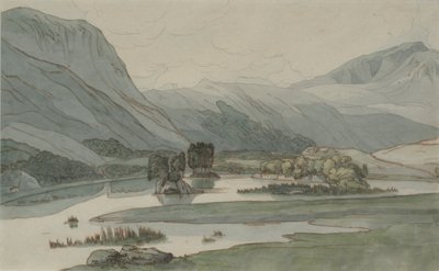 Rydal Water mit den Grasmere Hills, 1786 von Francis Towne