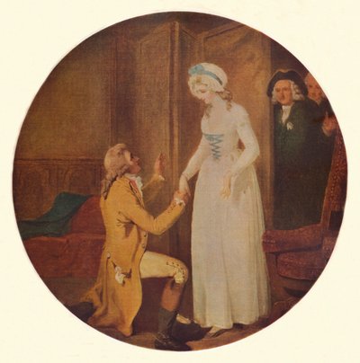 Junger Marlow und Miss Hardcastle: Eine Szene aus She Stoops to Conquer von Oliver Goldsmith Akt V von Francis Wheatley