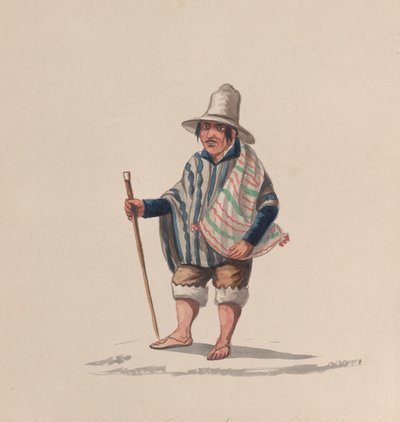 Ein peruanischer Mann, aus einer Gruppe von Zeichnungen, die peruanische Trachten darstellen, ca. 1848 von Francisco