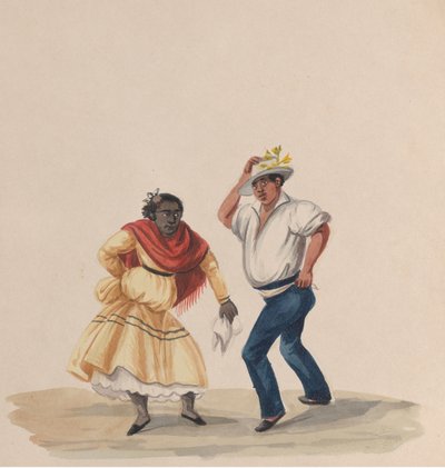 Ein Mann und eine Frau tanzen, aus einer Gruppe von Zeichnungen, die peruanische Kostüme darstellen von Francisco