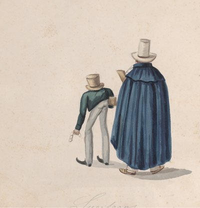 Zwei peruanische Wahrsagerinnen mit Zylindern von hinten gesehen, aus einer Gruppe, ca. 1848 von Francisco