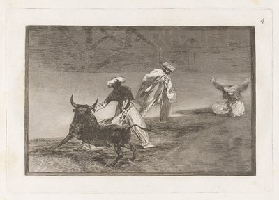 Sie spielen einen anderen mit dem Umhang im Gehege, Platte 4 aus La tauromaquia von Francisco de Goya