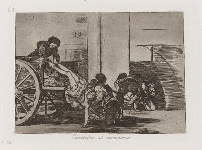 Carretadas al cementerio (Wagenladungen zum Friedhof), Platte 64 aus Los desastres de la guerra (Die Schrecken des Krieges) von Francisco de Goya