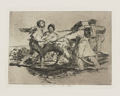 Mit Recht? Ohne sie., Nr. 2 aus der Serie Die Schrecken des Krieges von Francisco de Goya