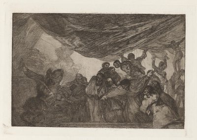 Disparate claro (Klarer Unsinn), auch bekannt als Sin recomendarse a Dios ni al diablo (Ohne sich weder Gott noch dem Teufel zu empfehlen), aus der Serie Los disparates (Los proverbios) von Francisco de Goya