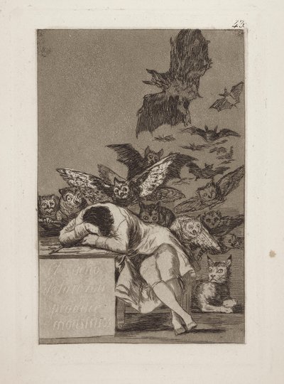 Der Schlaf der Vernunft gebiert Ungeheuer, Bl. 43 aus der Serie Los Caprichos von Francisco de Goya