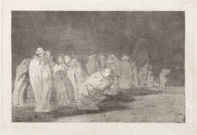 Die Männer in Säcken, auch bekannt als So el sayal, hay al (Es gibt etwas unter dem Sacktuch), aus der Serie Los disparates (Los proverbios) von Francisco de Goya