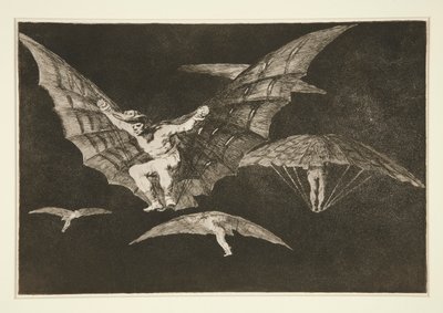 Modo de volar (Eine Art zu fliegen), pl. 13 aus der Serie Los proverbios von Francisco de Goya