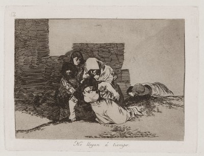 Sie kommen nicht rechtzeitig an, Platte 52 aus Los desastres de la guerra (Die Schrecken des Krieges) von Francisco de Goya