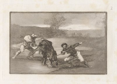 Eine andere Art zu jagen zu Fuß, Platte 2 aus La tauromaquia von Francisco de Goya