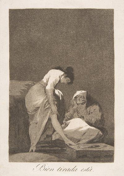 Tafel 17 aus Los Caprichos: Es ist schön gespannt Bien tirada está von Francisco de Goya