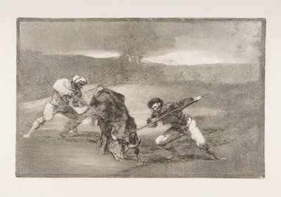 Tafel 2 der Tauromachie: Eine andere Art der Jagd zu Fuß, 1816 von Francisco de Goya