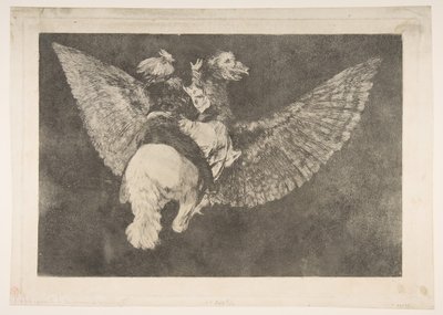 Tafel 5 aus den Disparates: Fliegende Torheit von Francisco de Goya