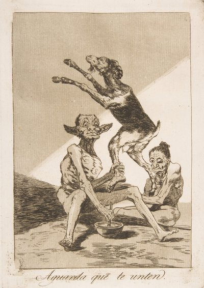 Platte 67 aus Los Caprichos: Warte, bis du gesalbt wurdest, 1799 von Francisco de Goya