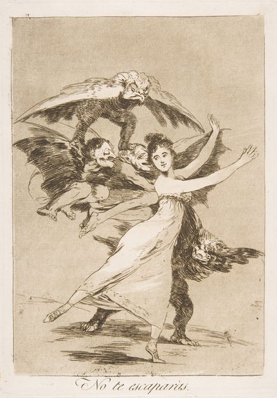 Platte 72, aus Los Caprichos: Du wirst nicht entkommen No te escaparás, 1799 von Francisco de Goya