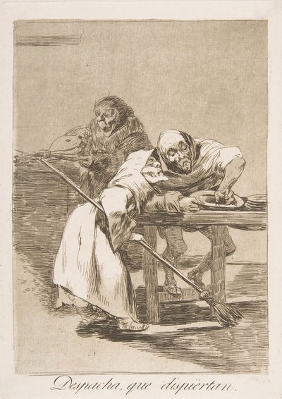 Platte 78 aus Los Caprichos: Beeil dich, sie wachen auf Despacha, que dispiertan., 1799 von Francisco de Goya