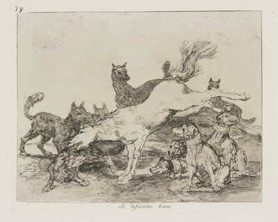 Er verteidigt sich gut. (Se defiende bien.), Bl. 78 aus der Serie Los desastres de la guerra (Die Schrecken des Krieges) von Francisco de Goya