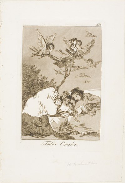 Alle werden fallen, Platte 19 aus Los Caprichos von Francisco Jose de Goya y Lucientes