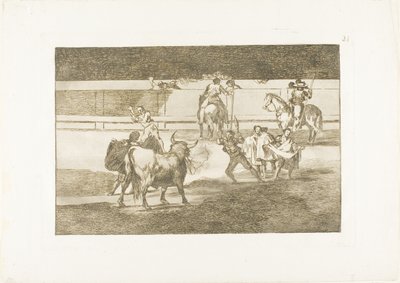 Banderillas mit Feuerwerkskörpern, Platte 31 aus Die Kunst des Stierkampfs von Francisco Jose de Goya y Lucientes
